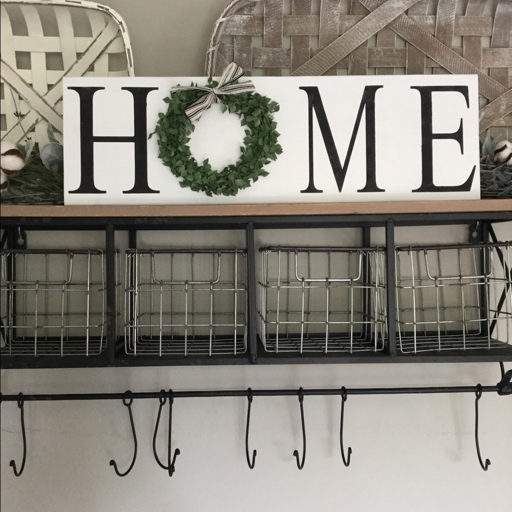 Horizontal White Distressed Farmhouse Home Sign